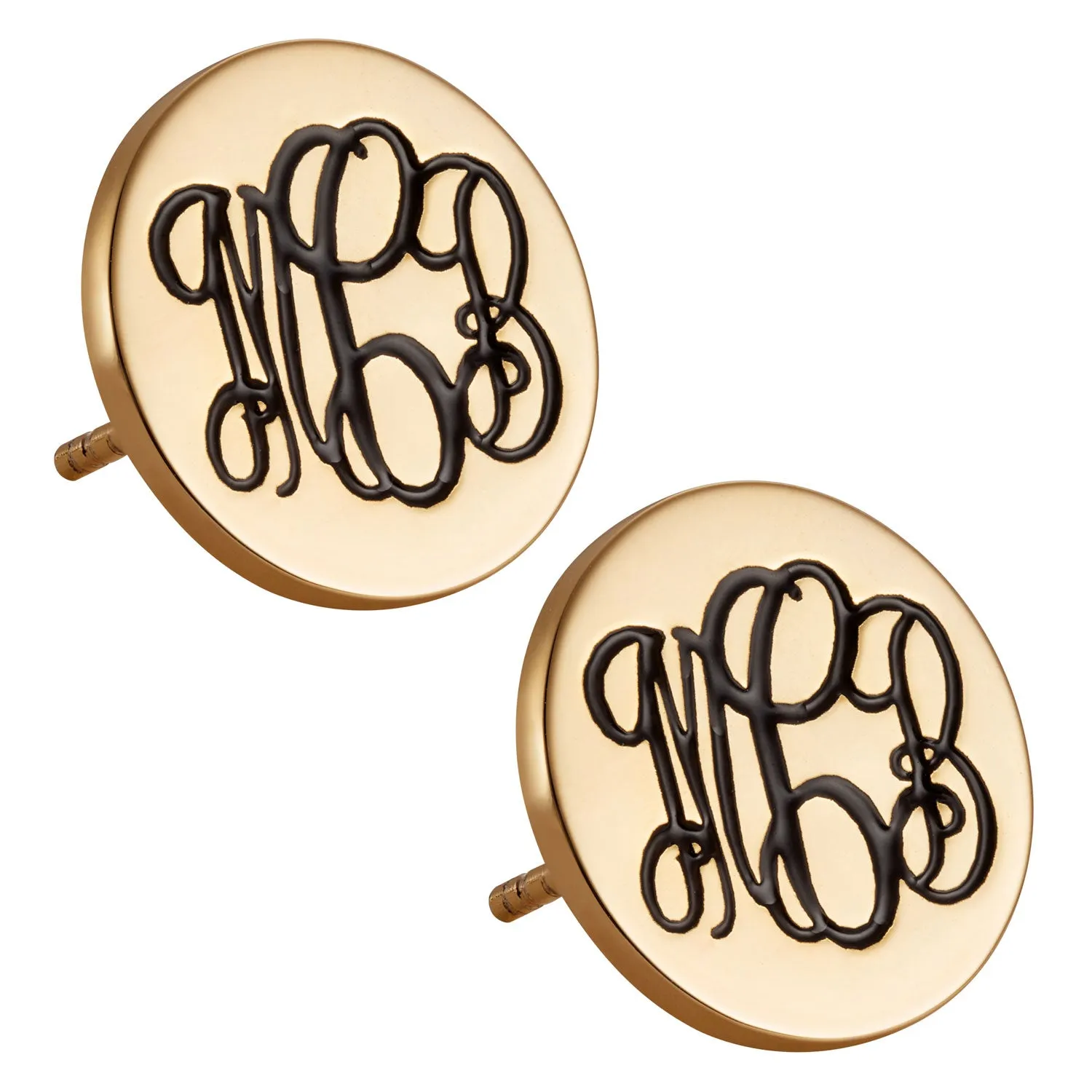 14K Gold over Sterling Monogram Disc Earrings sold by Limoges Jewelry