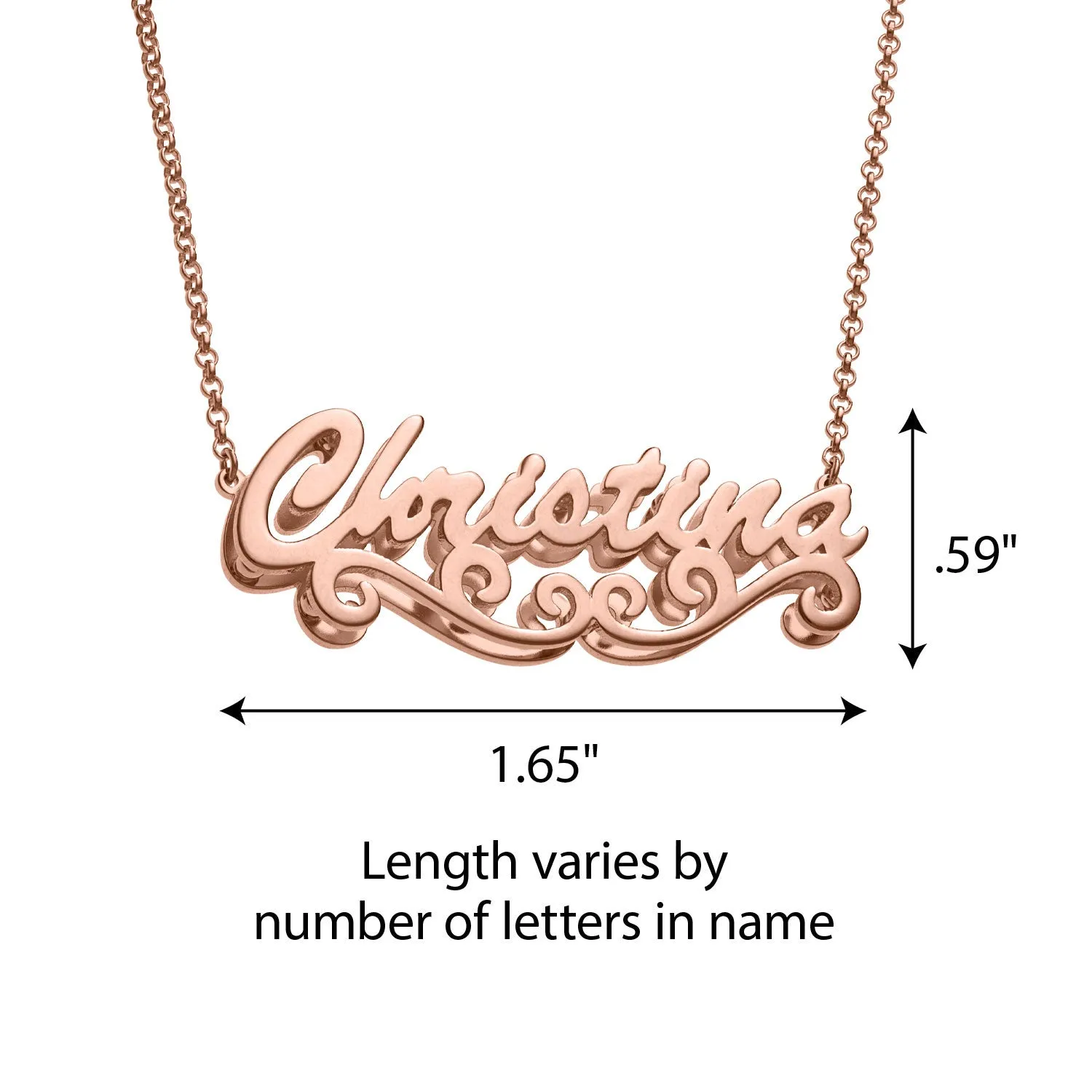 Personalized 14K Rose Gold Plated Double Nameplate Necklace sold by Limoges Jewelry product image thumbnail 4