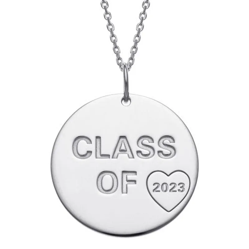 Sterling Silver Graduation Class of Disc Pendant sold by Limoges Jewelry