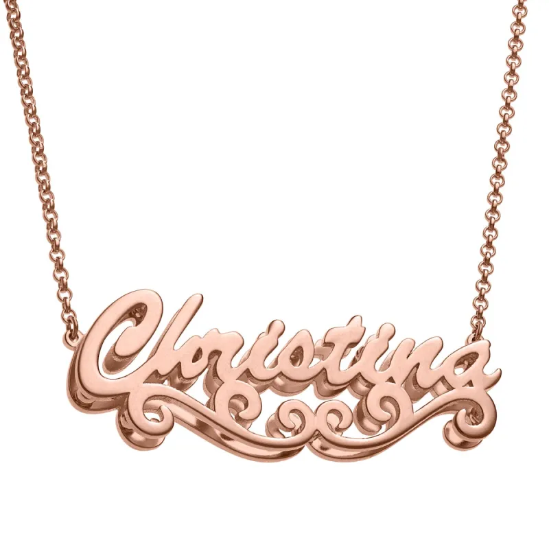 Personalized 14K Rose Gold over Sterling Double Nameplate Necklace sold by Limoges Jewelry
