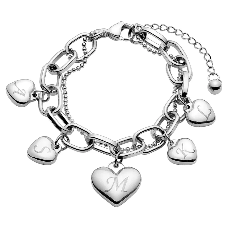 Stainless Steel Initial Heart Bracelet sold by Limoges Jewelry