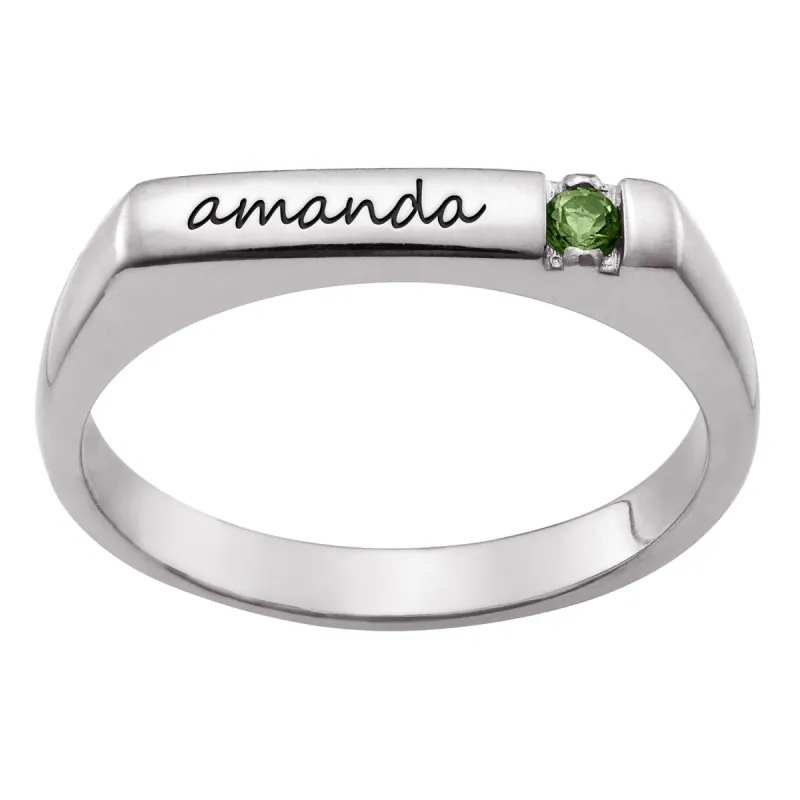 Personalized Name and Birthstone Stackable Ring sold by Limoges Jewelry