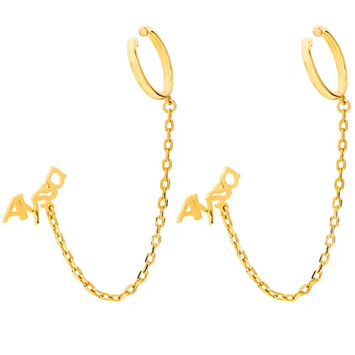 Sterling Silver Personalized Name Crawler Button with Ear Cuff and Chain Earring sold by Limoges Jewelry product image thumbnail 5