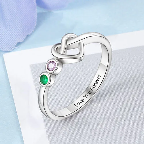 Silver Plated 2 Birthstone Love Knot Ring sold by Limoges Jewelry product image thumbnail 5