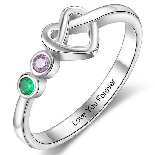 Silver Plated 2 Birthstone Love Knot Ring sold by Limoges Jewelry product image thumbnail 2