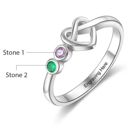Silver Plated 2 Birthstone Love Knot Ring sold by Limoges Jewelry product image thumbnail 3