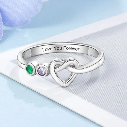 Silver Plated 2 Birthstone Love Knot Ring sold by Limoges Jewelry product image thumbnail 4
