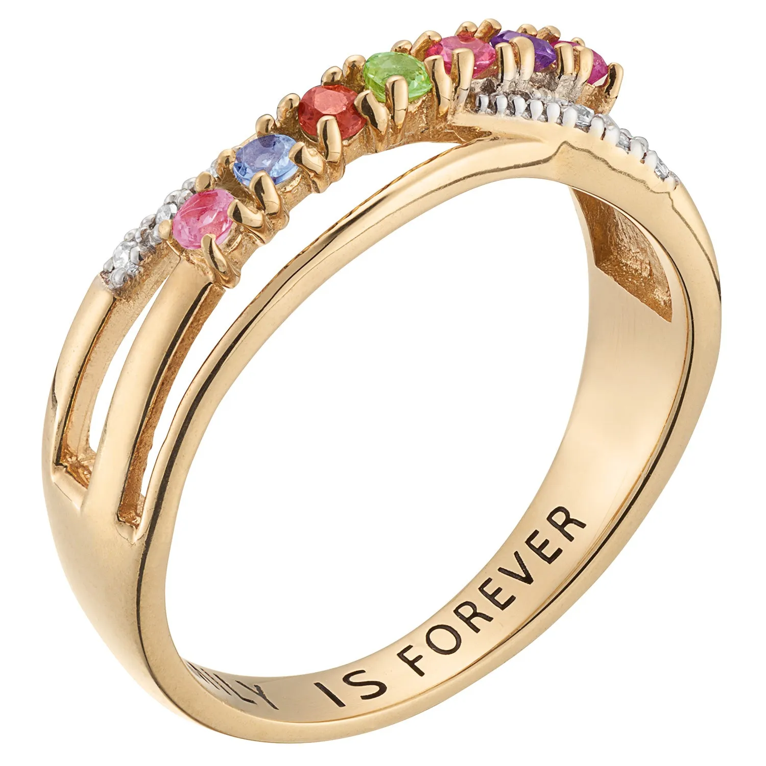 14K Gold over Sterling Genuine Birthstone and CZ Family Ring sold by Limoges Jewelry product image thumbnail 2