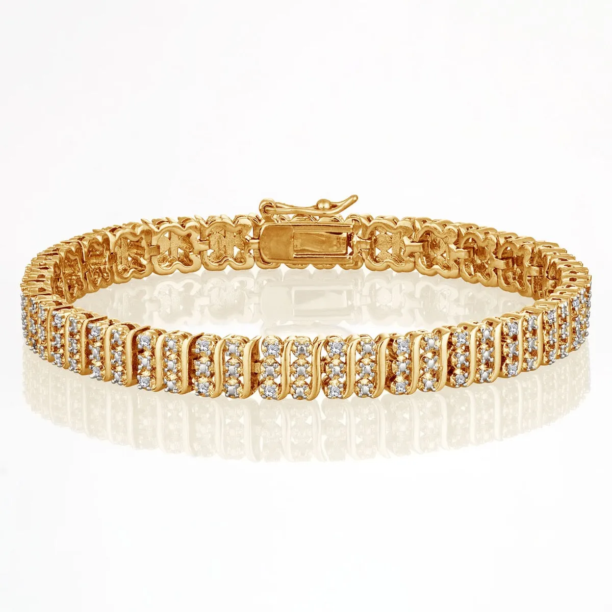 Two Tone Diamond Accent Swirl Bracelet 7 inches sold by Limoges Jewelry