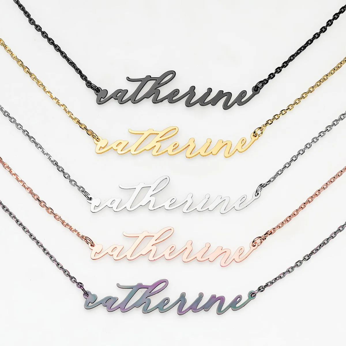 Stainless Steel Handwritten Lowercase Script Name Necklace sold by Limoges Jewelry