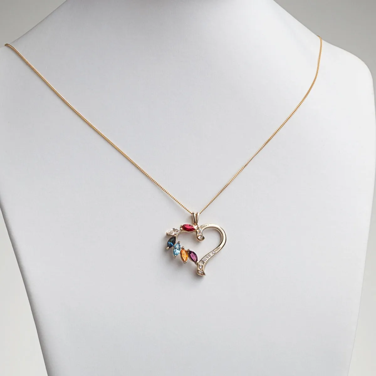 14K Gold over Sterling Marquise Birthstone Heart Pendant sold by Limoges Jewelry product image thumbnail 2