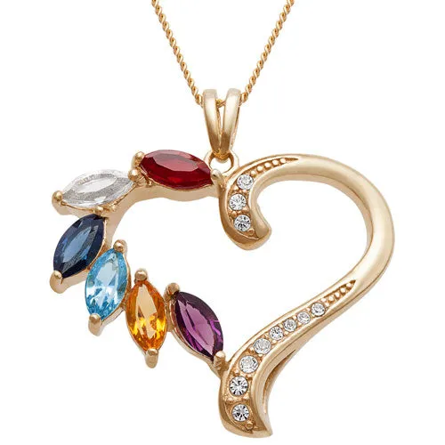 14K Gold over Sterling Marquise Birthstone Heart Pendant sold by Limoges Jewelry