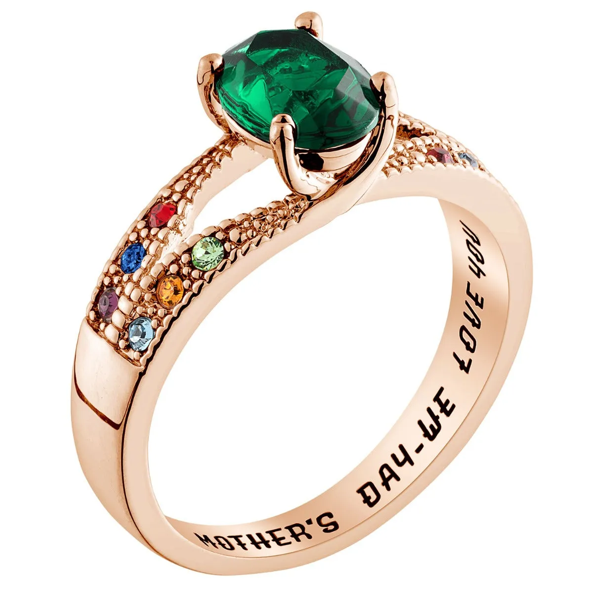 14K Rose Gold Plated Mother/ Grandmother's Oval Family Birthstone Ring sold by Limoges Jewelry product image thumbnail 2