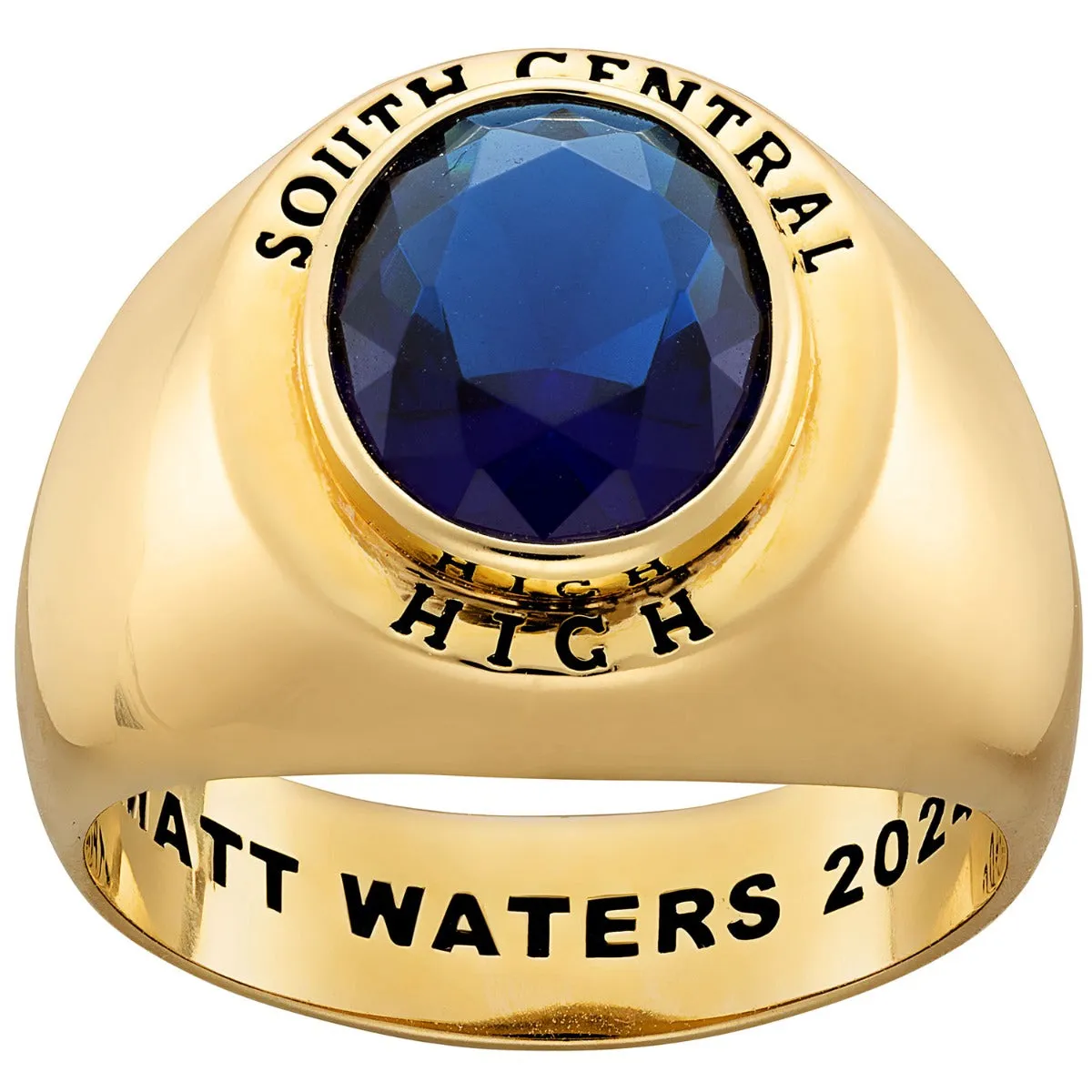 Men's 14K Gold over Sterling Minimal Oval Birthstone Signet Freestyle Class Ring sold by Limoges Jewelry