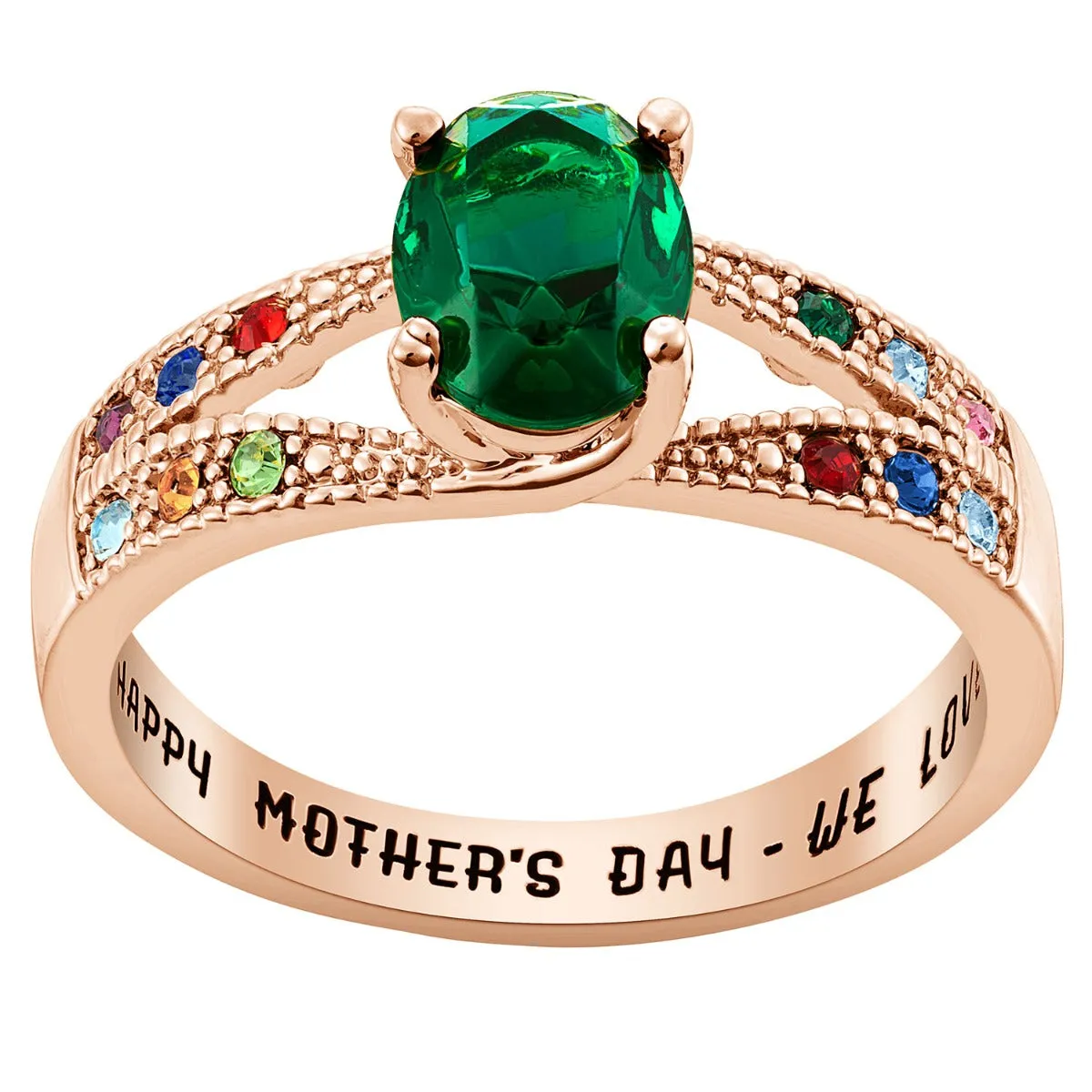 14K Rose Gold Plated Mother/ Grandmother's Oval Family Birthstone Ring sold by Limoges Jewelry