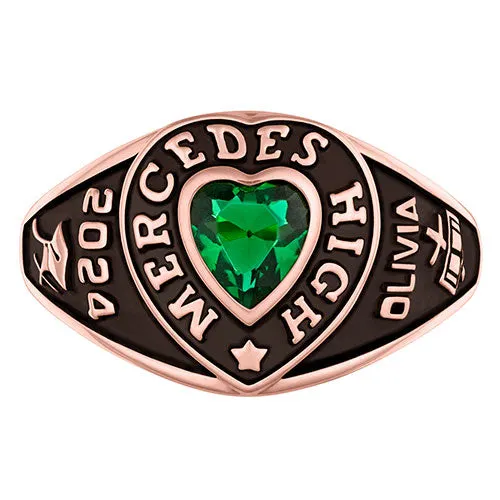 Ladies' Rose Yellow Celebrium Traditional Heart Birthstone Class Ring sold by Limoges Jewelry product image thumbnail 2