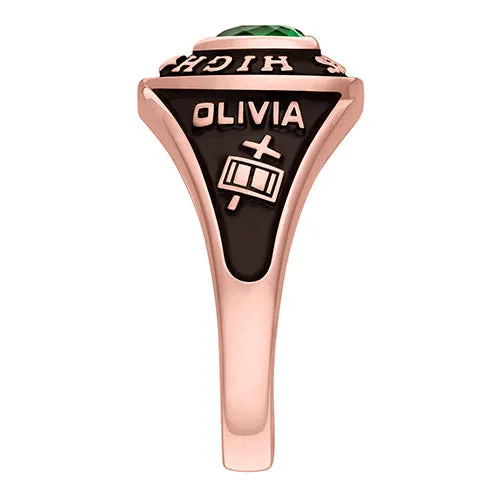 Ladies' Rose Yellow Celebrium Traditional Heart Birthstone Class Ring sold by Limoges Jewelry product image thumbnail 4