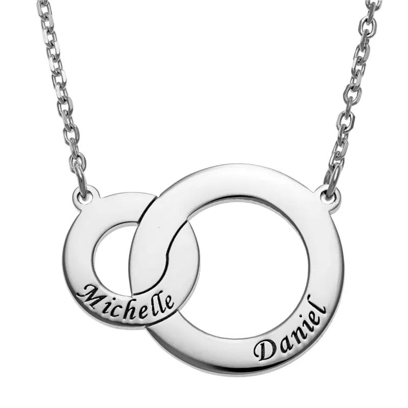 Sterling Silver Engraved Interlocking Circles Necklace sold by Limoges Jewelry