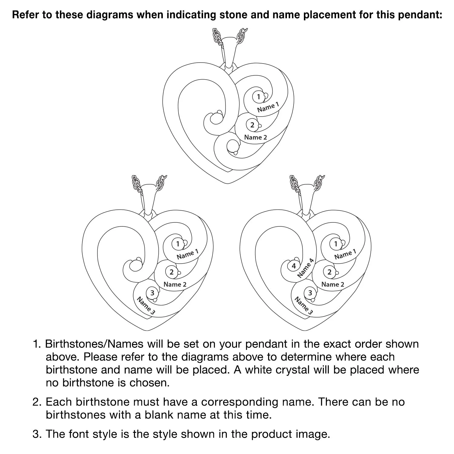 Engraved Heart Family Birthstone Necklace sold by Limoges Jewelry product image thumbnail 5