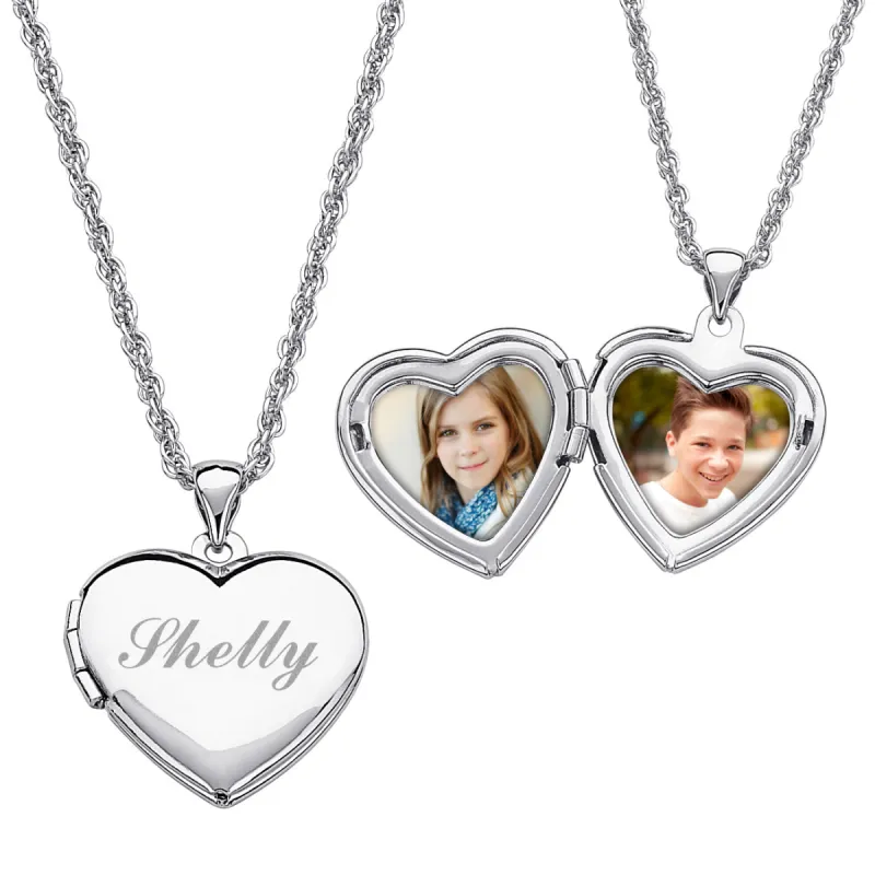 Custom Engraved Heart Locket Necklace sold by Limoges Jewelry