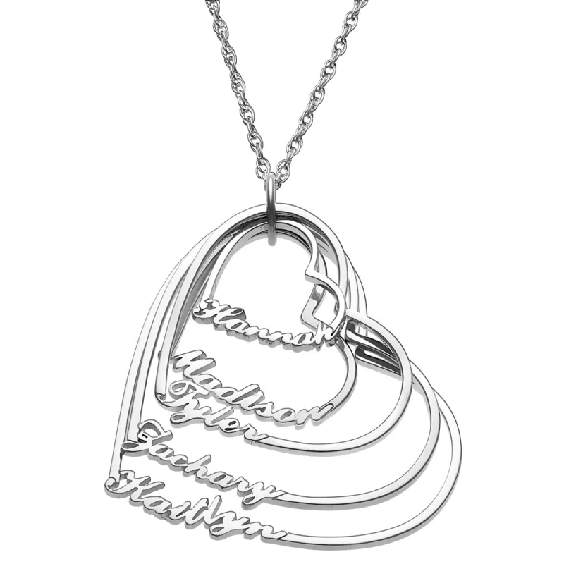 Sterling Silver Script Name with Heart Necklace - 5 Names sold by Limoges Jewelry