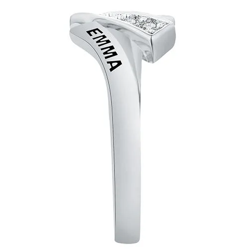 Women's Platinum Plated CZ Bypass Class Ring sold by Limoges Jewelry product image thumbnail 3