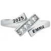 Women's Platinum Plated CZ Bypass Class Ring sold by Limoges Jewelry