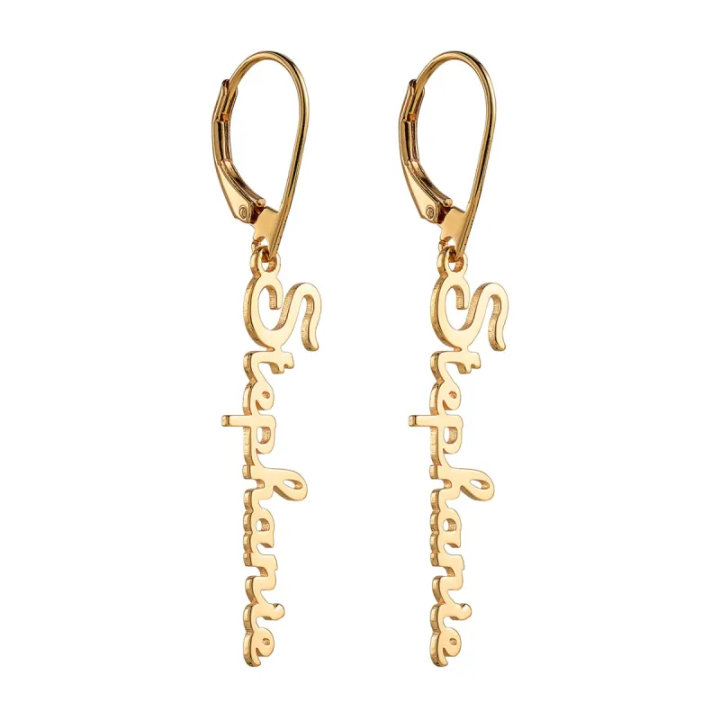 14K Gold over Sterling Personalized Script Name Dangle Earrings sold by Limoges Jewelry