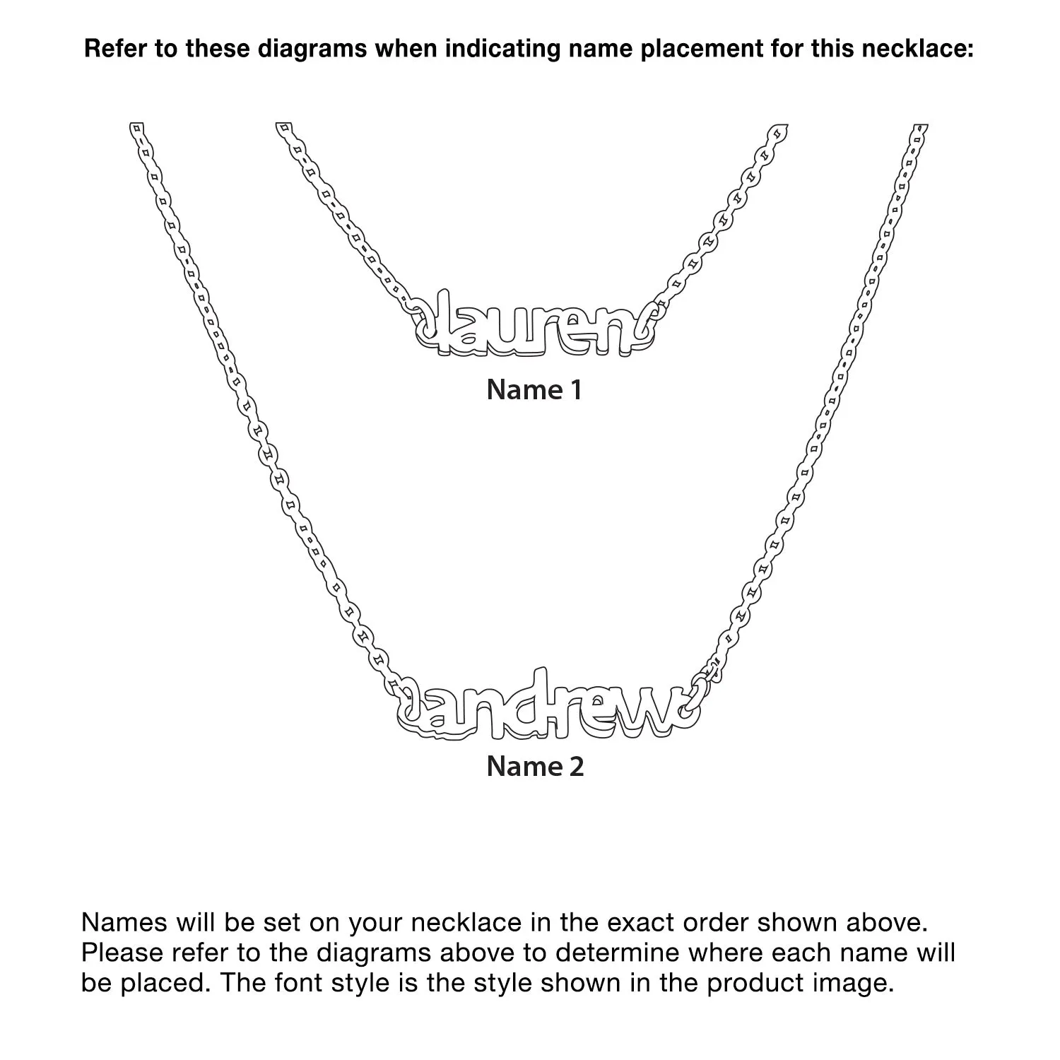 Sterling Silver Petite Block Name Layered Necklace- 2 Names sold by Limoges Jewelry product image thumbnail 3