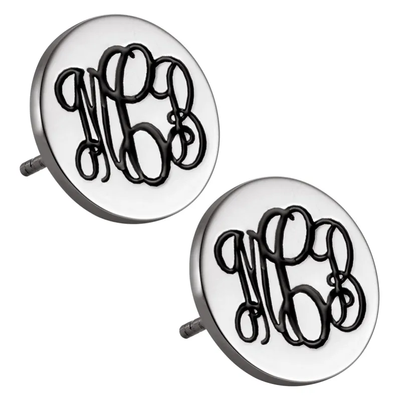 Sterling Silver Monogram Disc Earrings sold by Limoges Jewelry