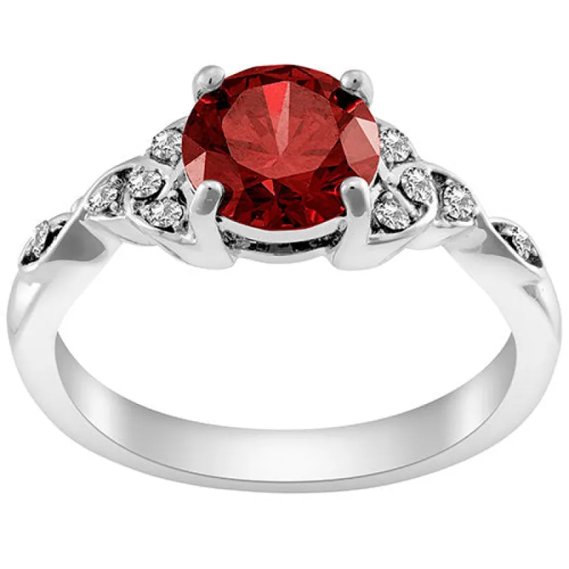 Silver Plated Simulated Garnet and Clear Crystal Trinity Knot Ring sold by Limoges Jewelry