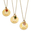 14K Gold over Sterling Engraved Name Zodiac Symbol and Birthstone Necklace sold by Limoges Jewelry