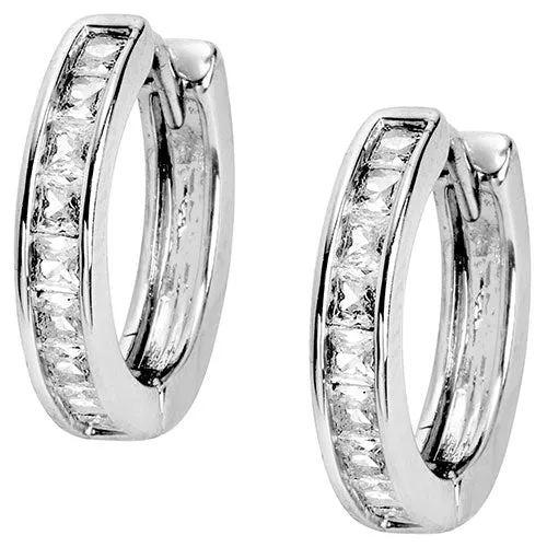 Silvertone CZ Halo Stud Earrings, Hoop and Ring Set sold by Limoges Jewelry product image thumbnail 5