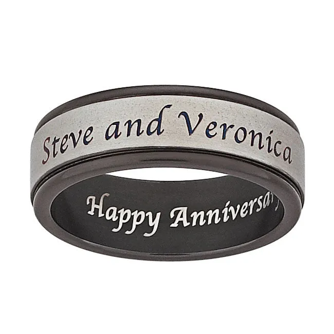 Titanium Two-Tone Outside/Inside Engraved Message Band sold by Limoges Jewelry