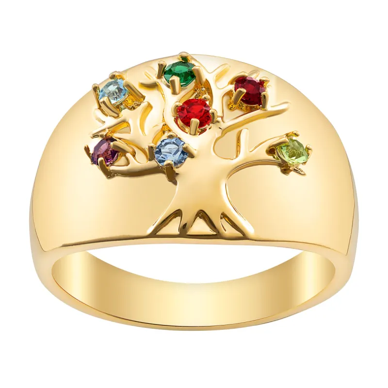 14K Gold Plated Birthstone Family Tree Ring sold by Limoges Jewelry