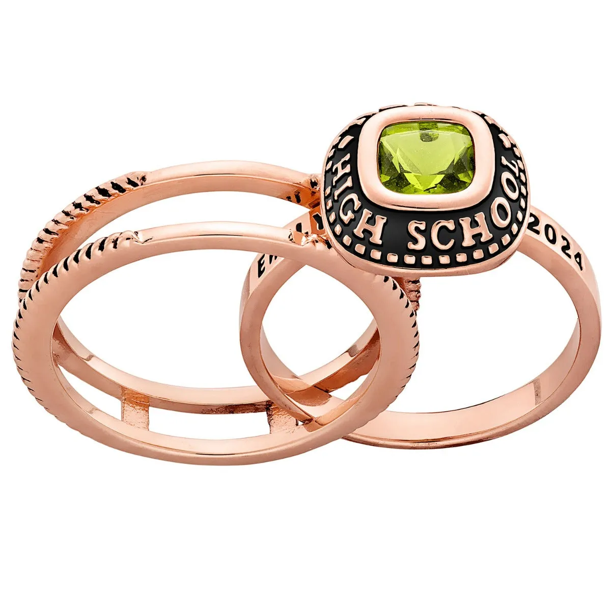 Ladies' 14k Rose Gold Plated Freestyle Class Ring with Jacket sold by Limoges Jewelry product image thumbnail 2