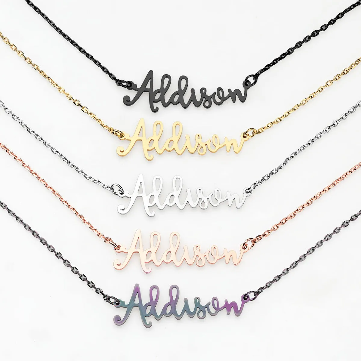 Stainless Steel Handwritten Script Name Necklace sold by Limoges Jewelry