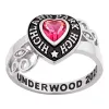 Ladies' Sterling Silver Heart Stone and CZ Swirl Class Ring sold by Limoges Jewelry