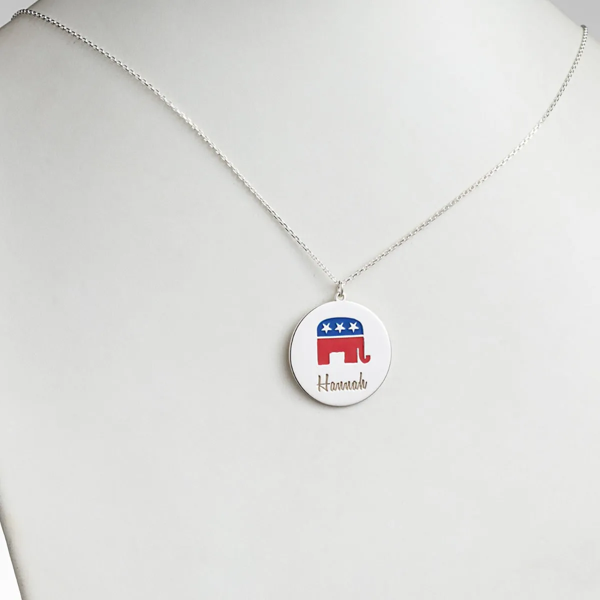 Patriotic Name with Enamel Elephant Necklace sold by Limoges Jewelry product image thumbnail 2
