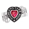 Ladies' Sterling Silver Heart Stone and CZ Swirl Class Ring sold by Limoges Jewelry