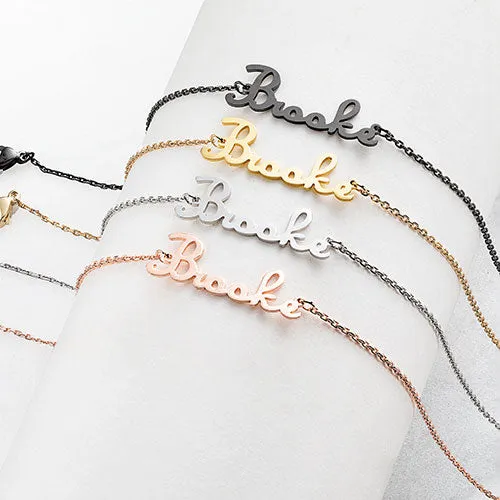 Stainless Steel Fancy Script Name Anklet sold by Limoges Jewelry