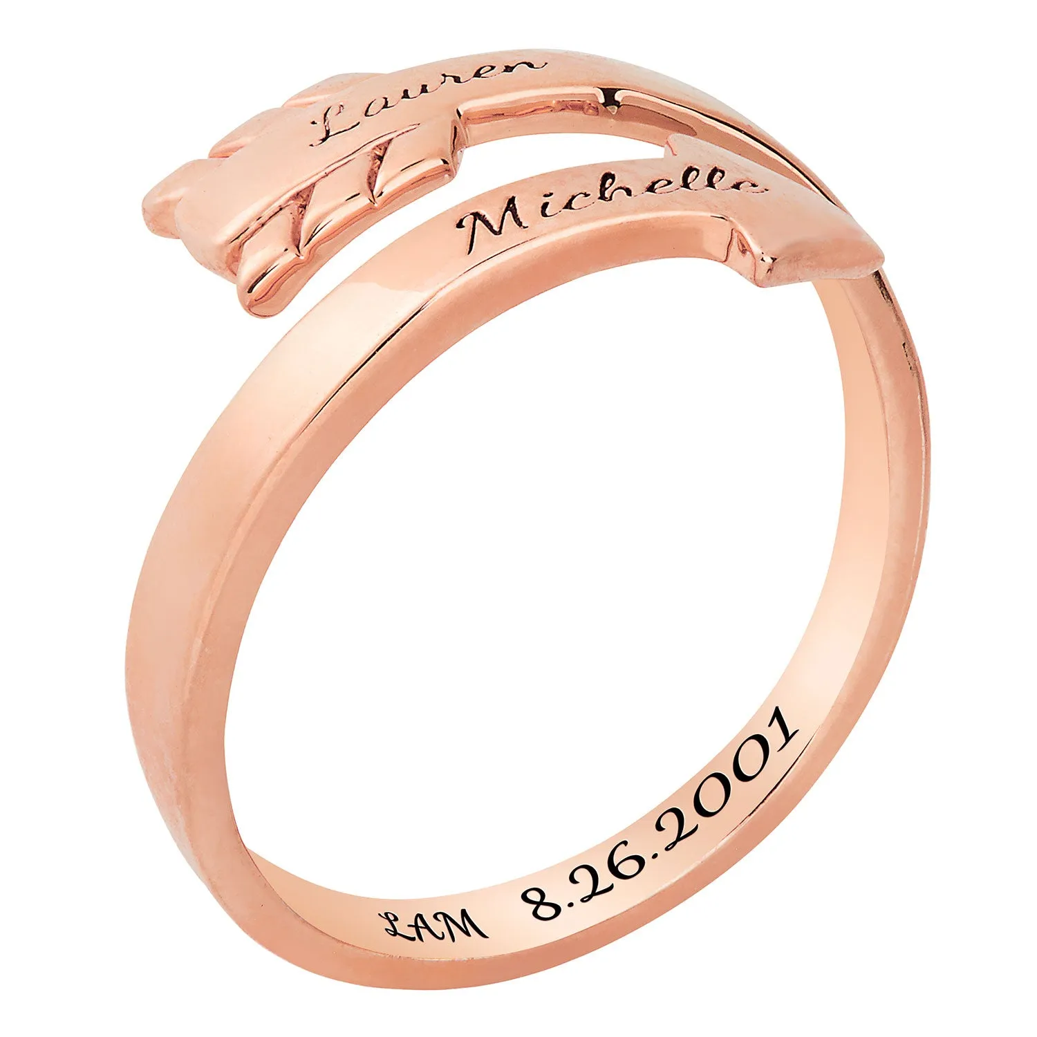 14K Rose Gold Plated Engraved Bypass Arrow Ring sold by Limoges Jewelry product image thumbnail 3