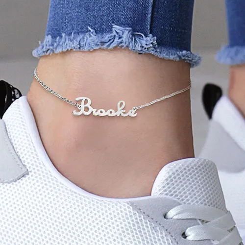 Stainless Steel Fancy Script Name Anklet sold by Limoges Jewelry product image thumbnail 3
