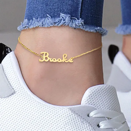 Stainless Steel Fancy Script Name Anklet sold by Limoges Jewelry product image thumbnail 5