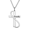Sterling Silver Personalized Cross with Swirl Necklace sold by Limoges Jewelry