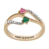 14K Gold over Sterling Couple's Birthstone and Diamond Accent Ring sold by Limoges Jewelry