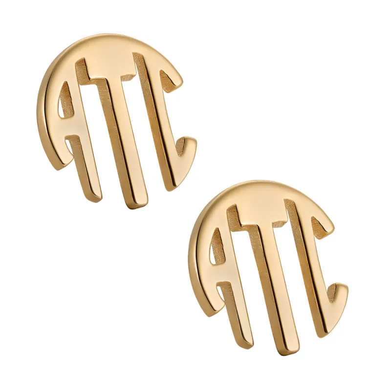 14K Gold over Sterling Circle Monogram Earrings sold by Limoges Jewelry