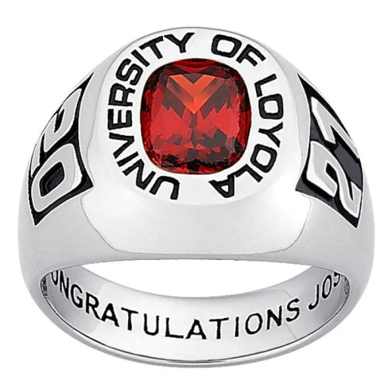 Sterling Silver Embossed Gents Traditional Class Ring sold by Limoges Jewelry