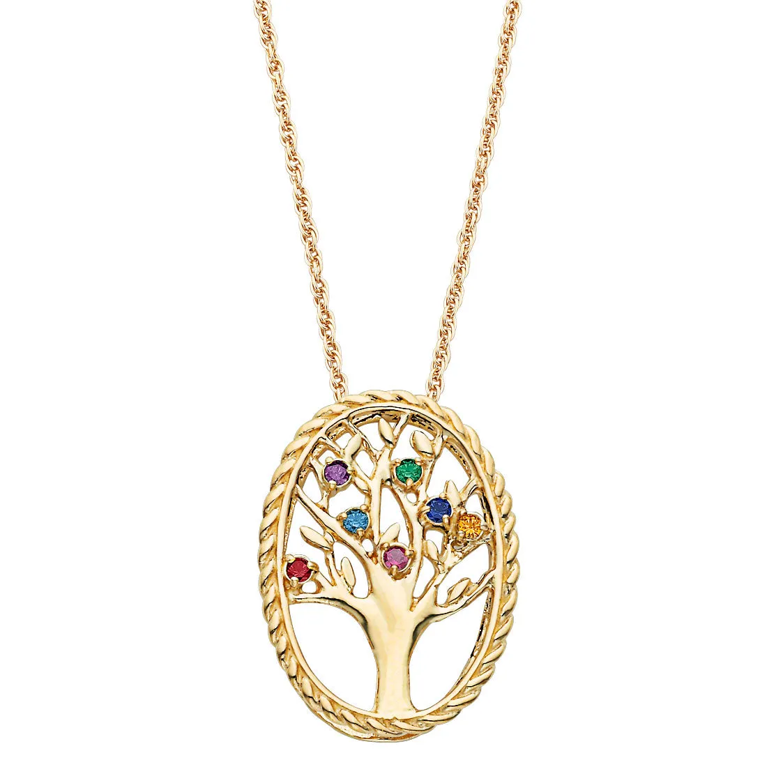 Gold over Sterling Birthstone Family Tree Necklace sold by Limoges Jewelry
