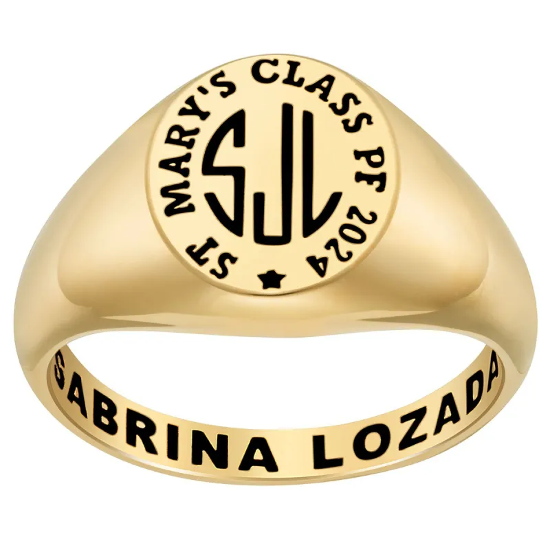 Ladies' 14K Gold over Sterling Monogram Signet Class Rings sold by Limoges Jewelry